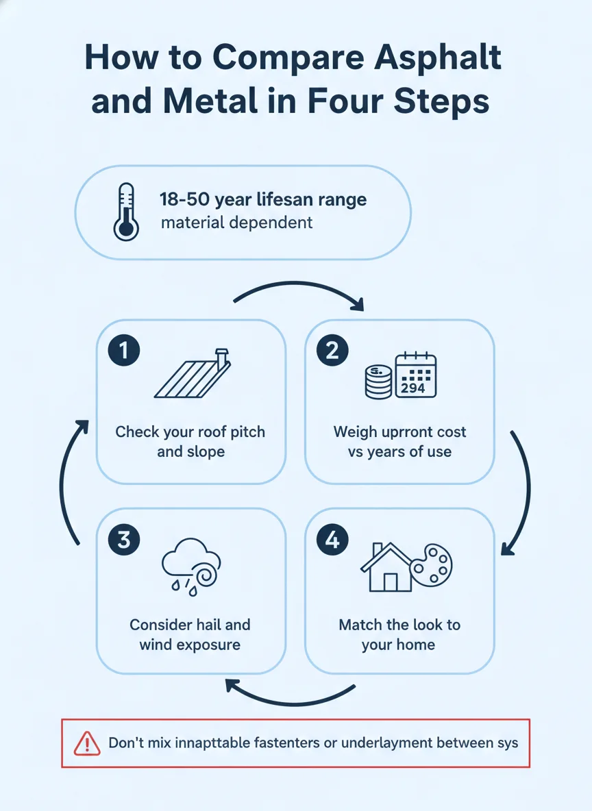 How to Compare Asphalt and Metal in Four Steps