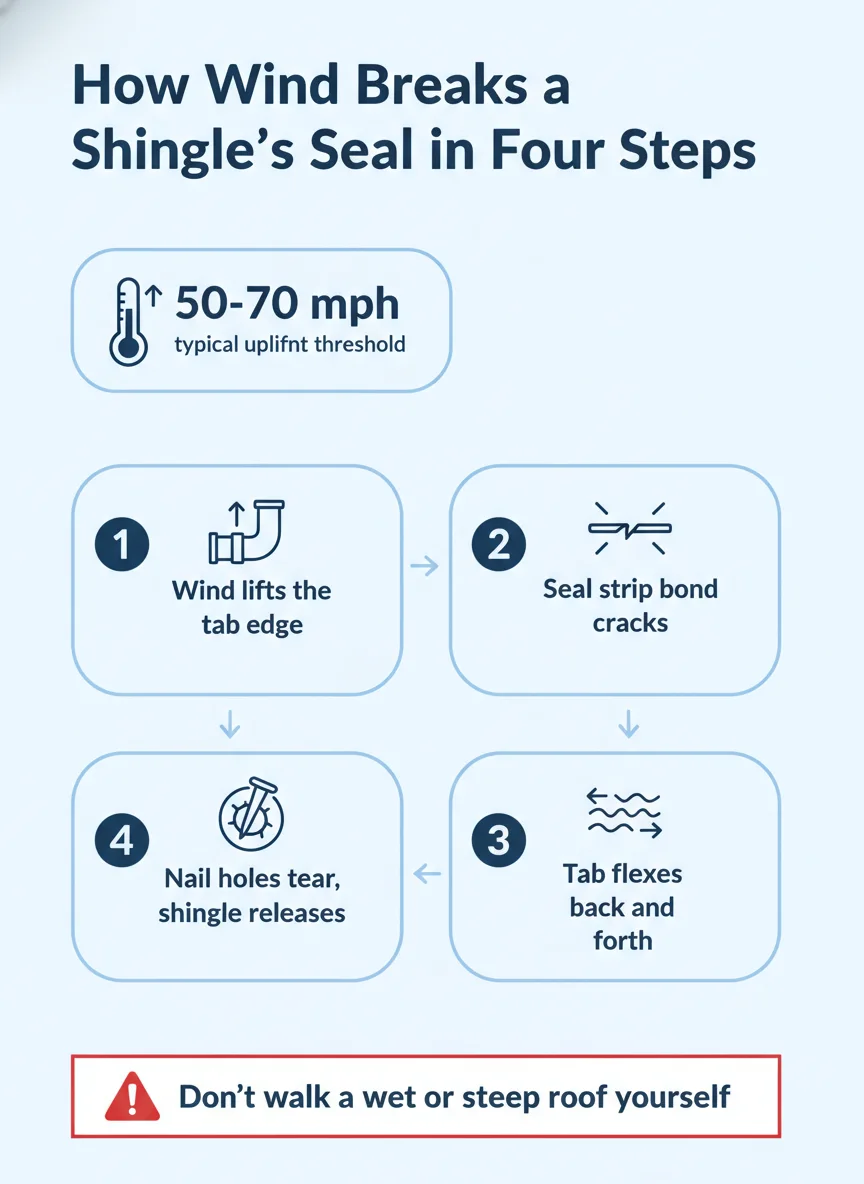 How Wind Breaks a Shingle's Seal in Four Steps