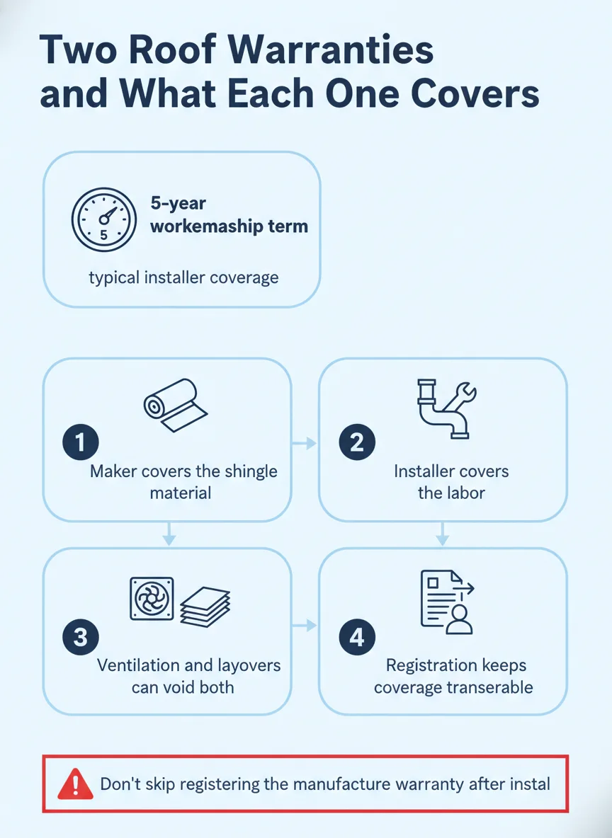 Two Roof Warranties and What Each One Covers