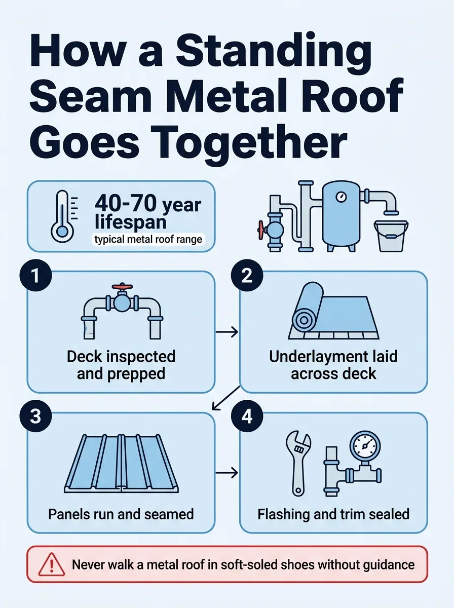 How a Standing Seam Metal Roof Goes Together