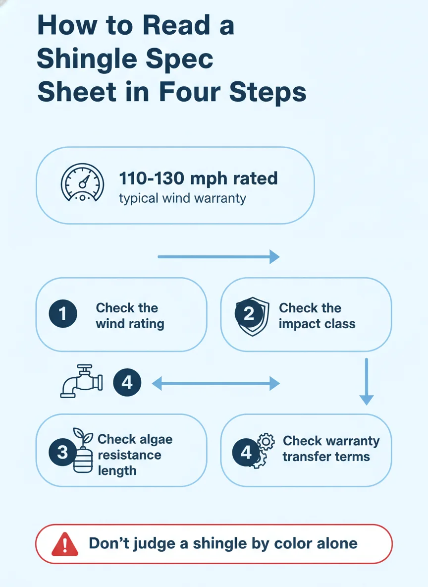 How to Read a Shingle Spec Sheet in Four Steps