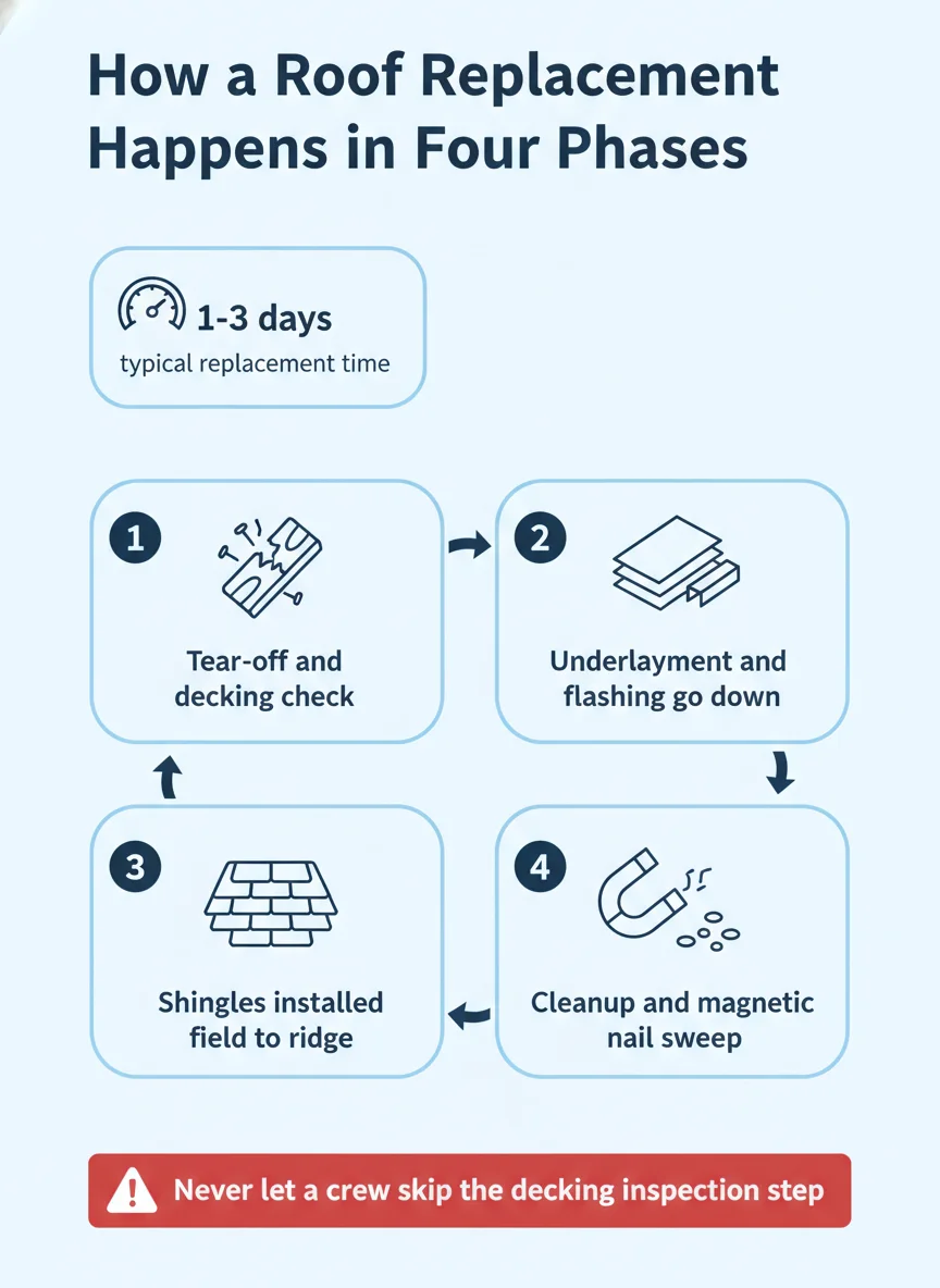 How a Roof Replacement Happens in Four Phases