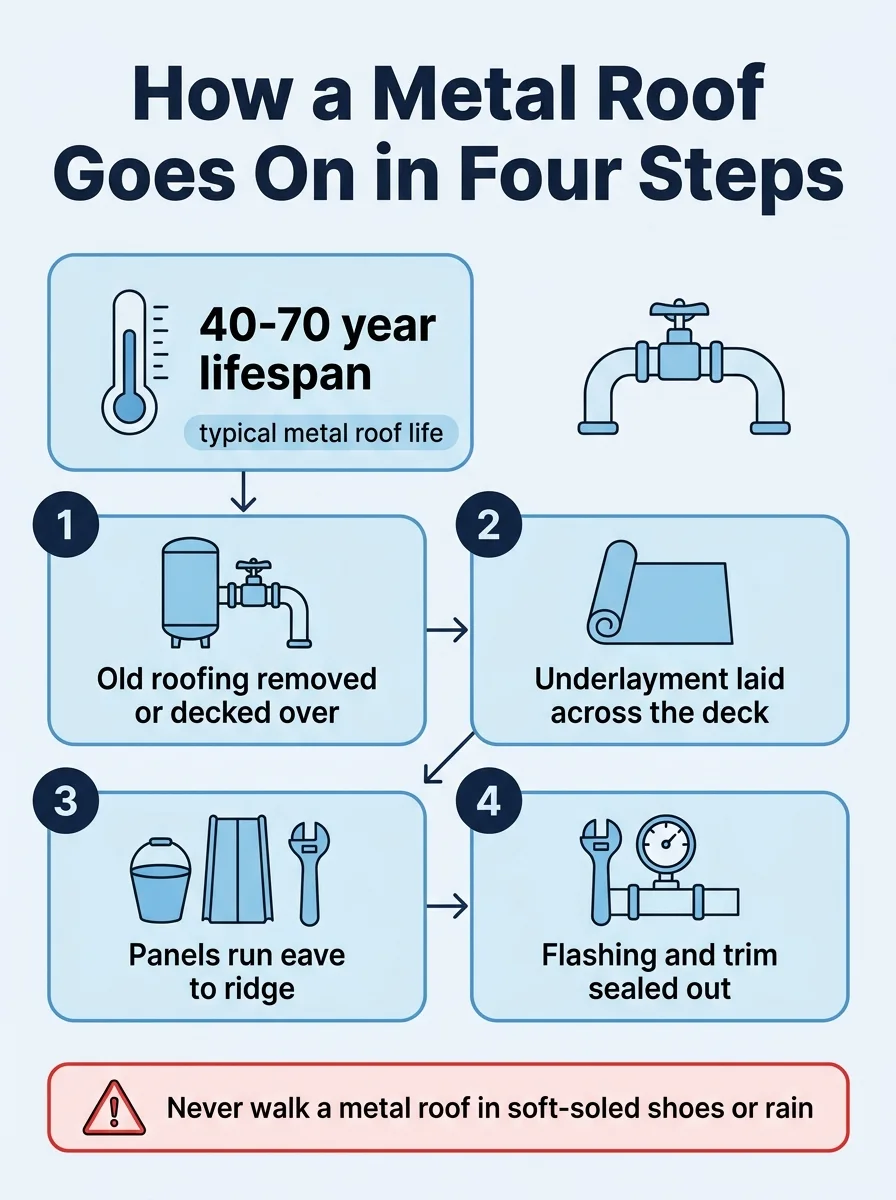 How a Metal Roof Goes On in Four Steps