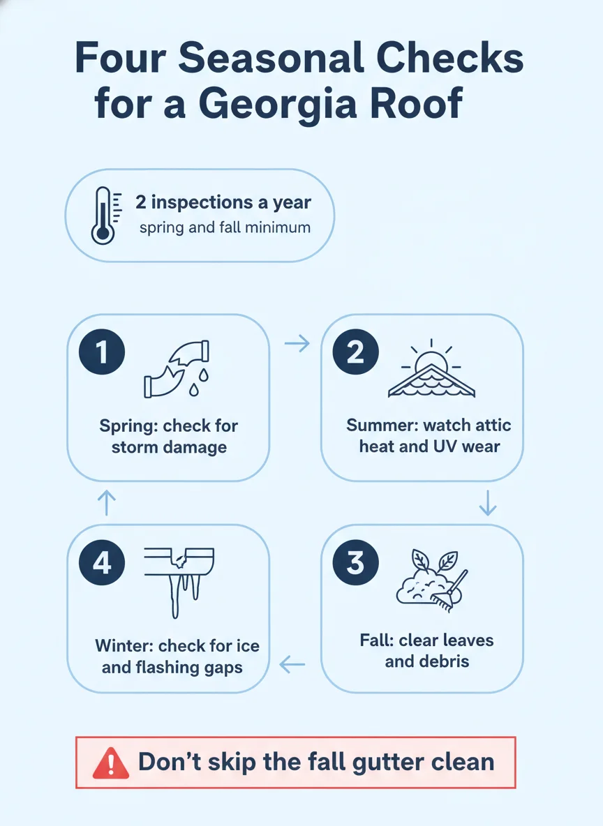 Four Seasonal Checks for a Georgia Roof