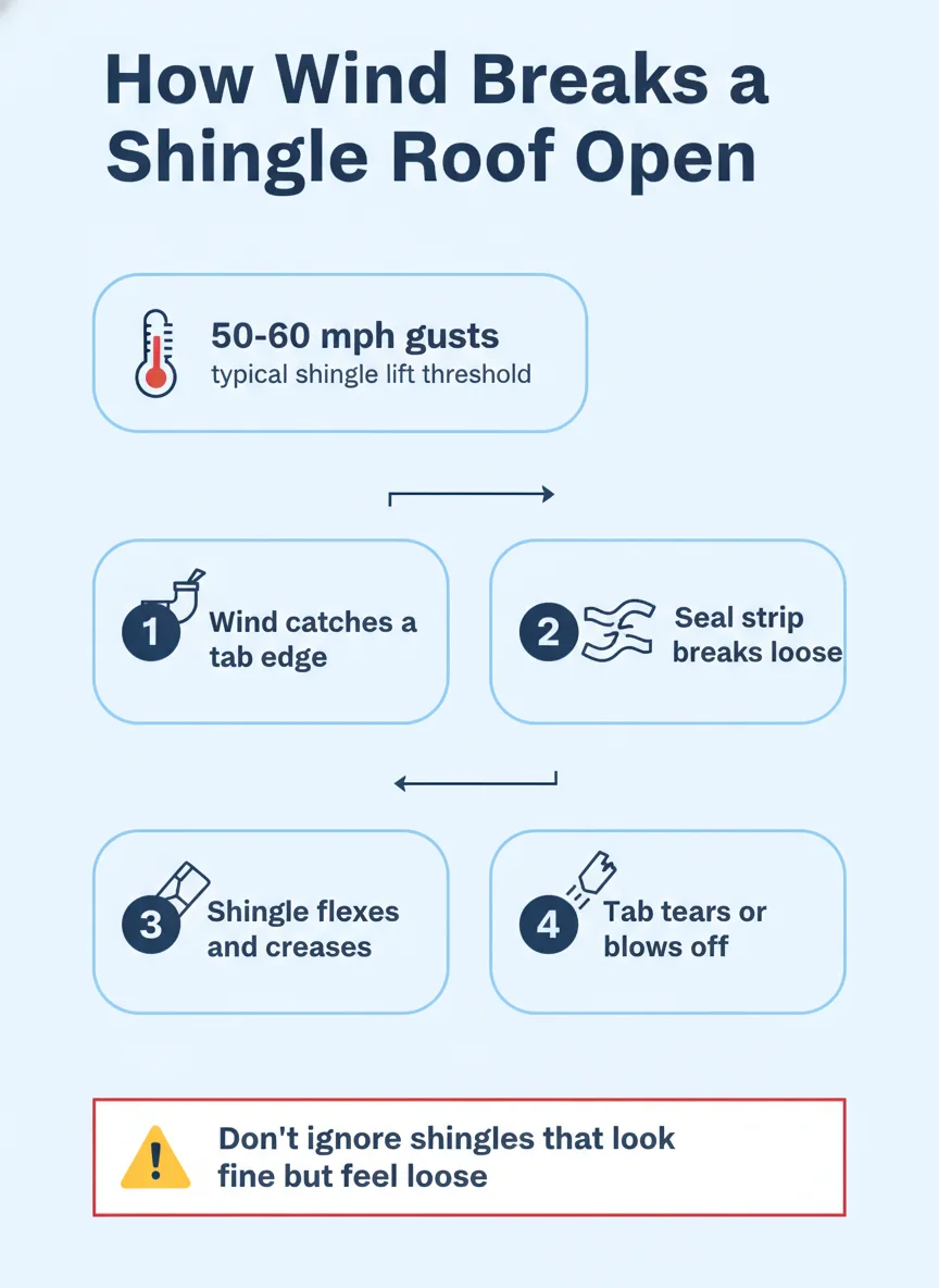 How Wind Breaks a Shingle Roof Open