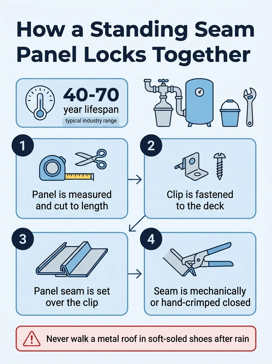 How a Standing Seam Panel Locks Together