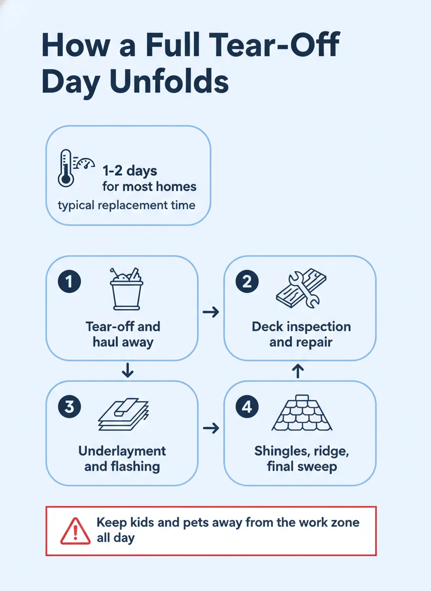 How a Full Tear-Off Day Unfolds
