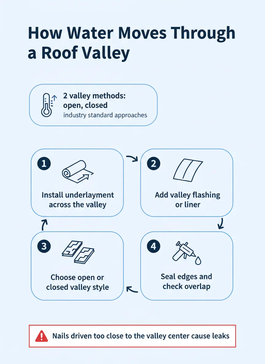 How Water Moves Through a Roof Valley