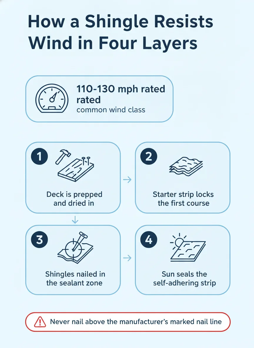 How a Shingle Resists Wind in Four Layers