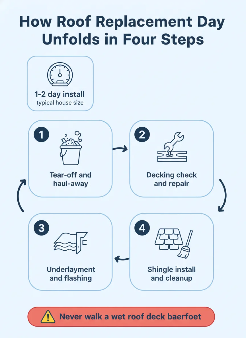 How Roof Replacement Day Unfolds in Four Steps