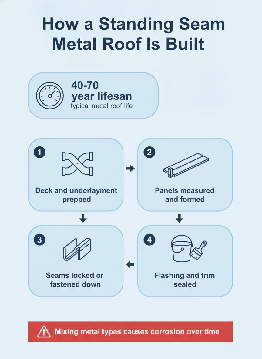 How a Standing Seam Metal Roof Is Built