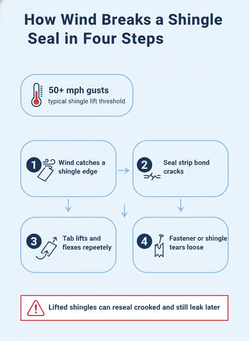 How Wind Breaks a Shingle Seal in Four Steps