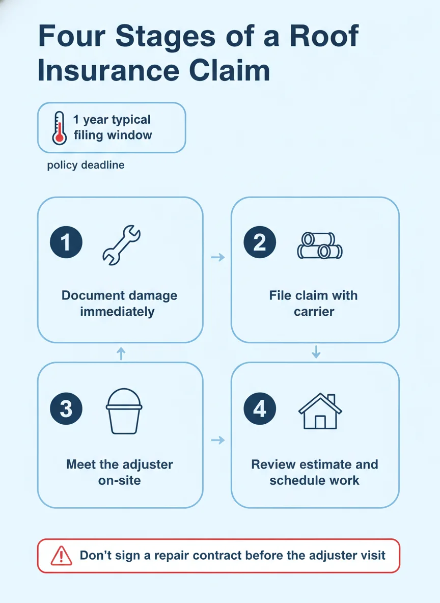 Four Stages of a Roof Insurance Claim
