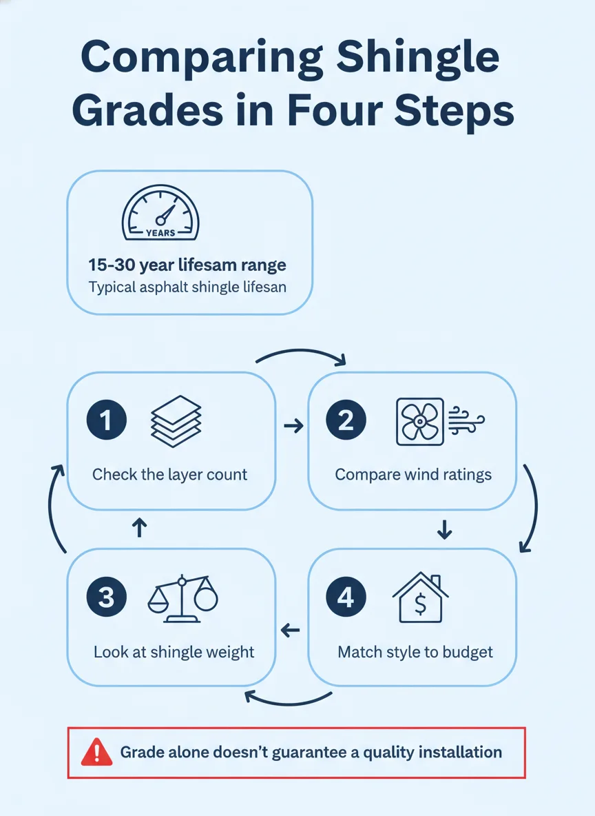 Comparing Shingle Grades in Four Steps