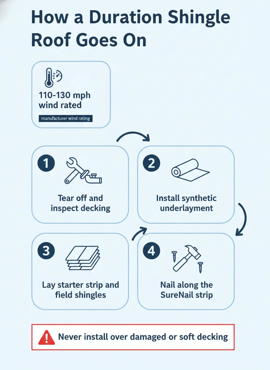 How a Duration Shingle Roof Goes On