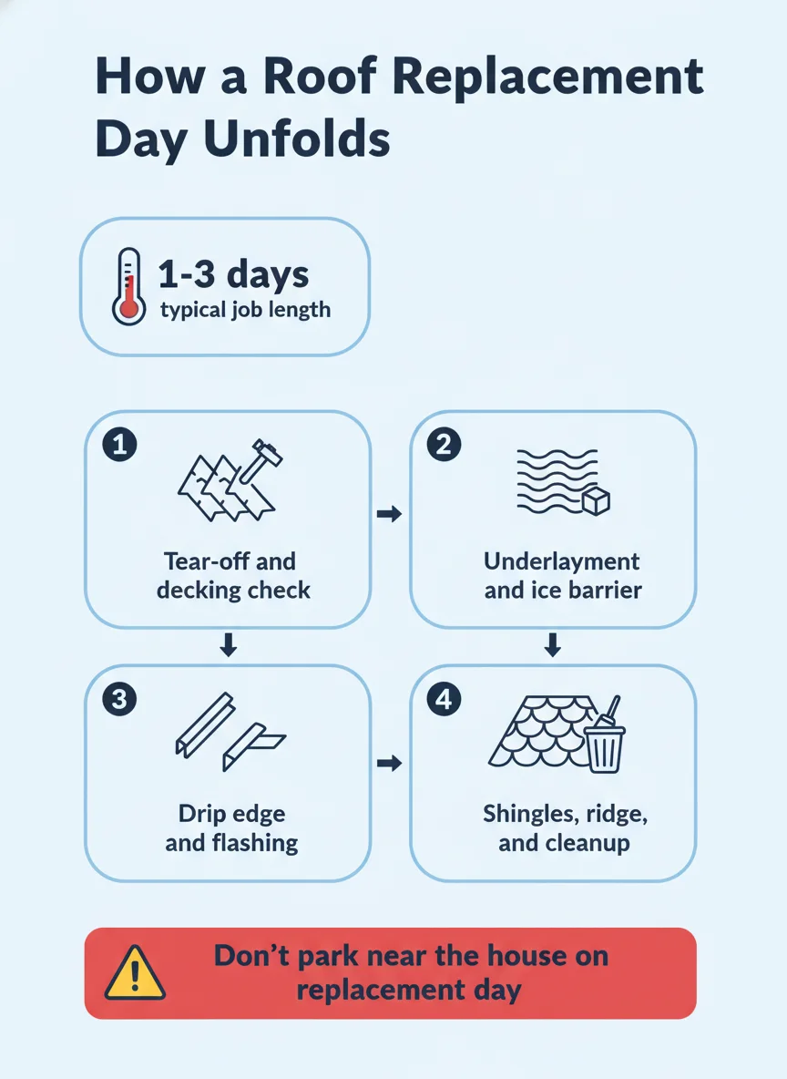 How a Roof Replacement Day Unfolds