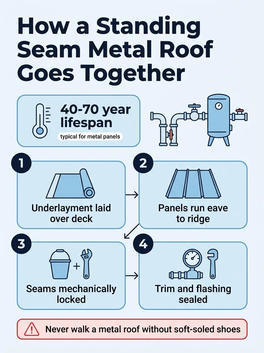 How a Standing Seam Metal Roof Goes Together