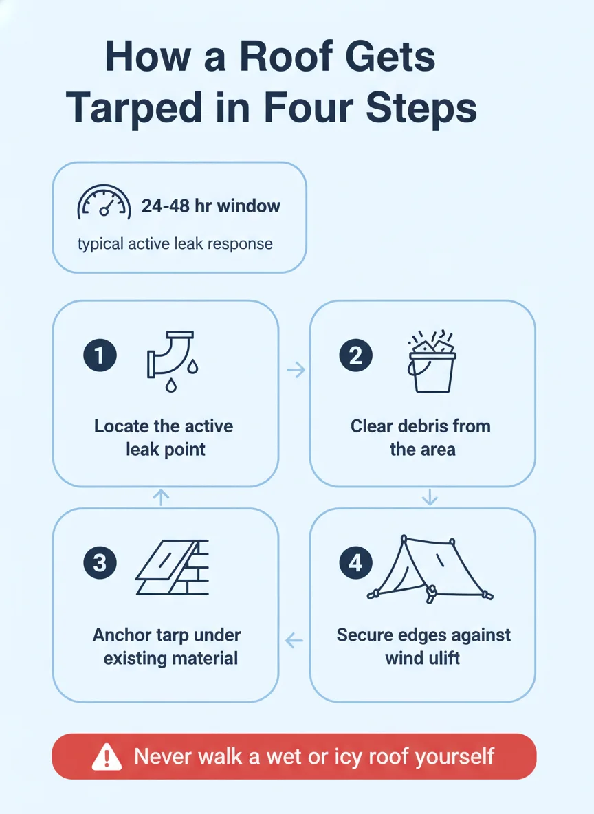 How a Roof Gets Tarped in Four Steps