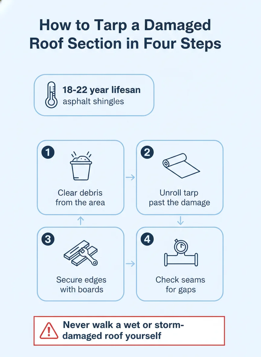 How to Tarp a Damaged Roof Section in Four Steps