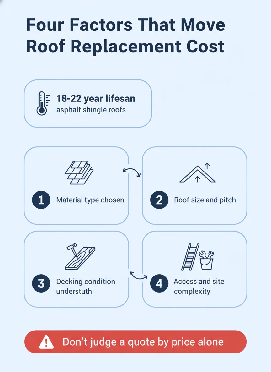 Four Factors That Move Roof Replacement Cost