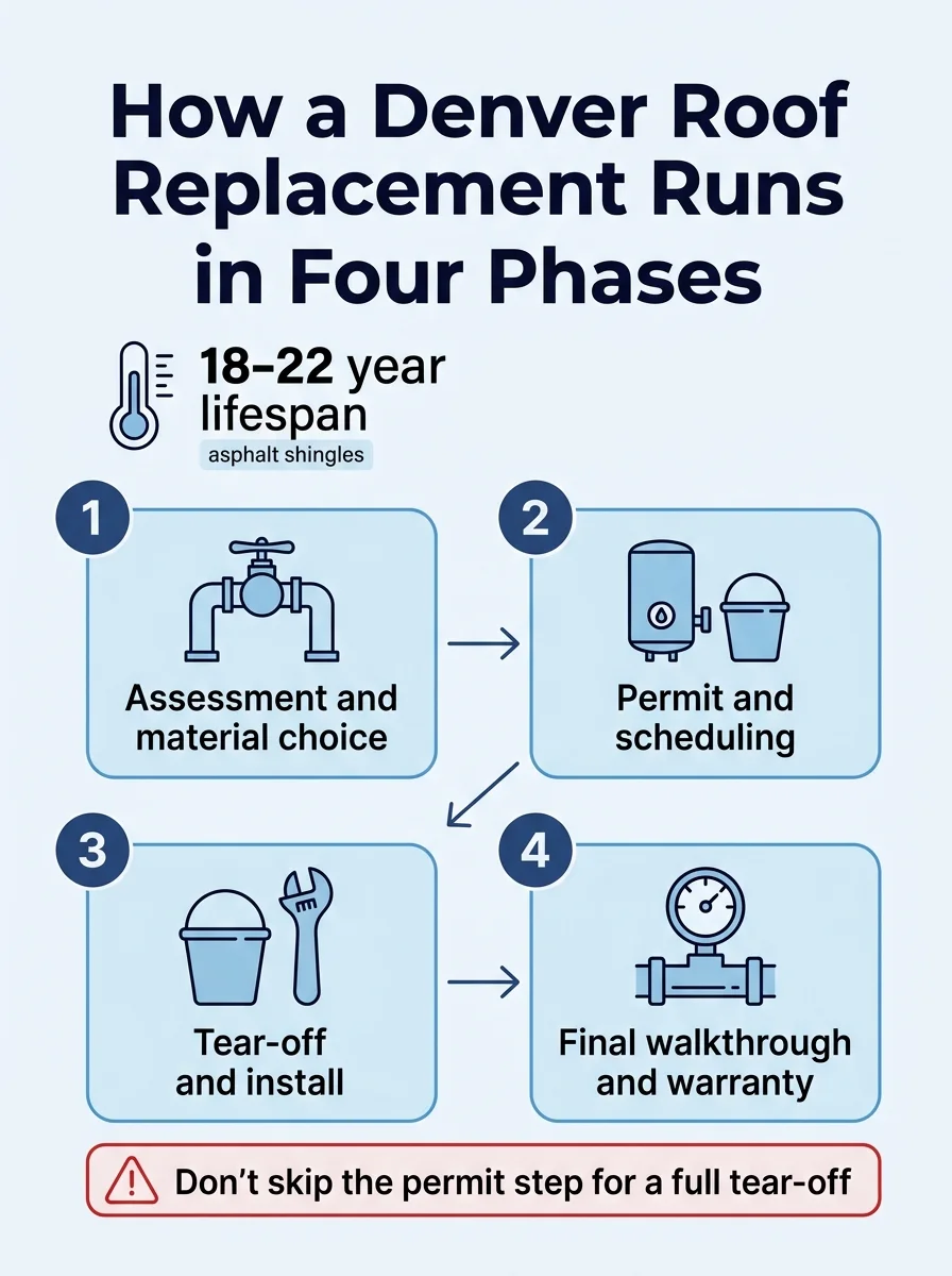 How a Denver Roof Replacement Runs in Four Phases