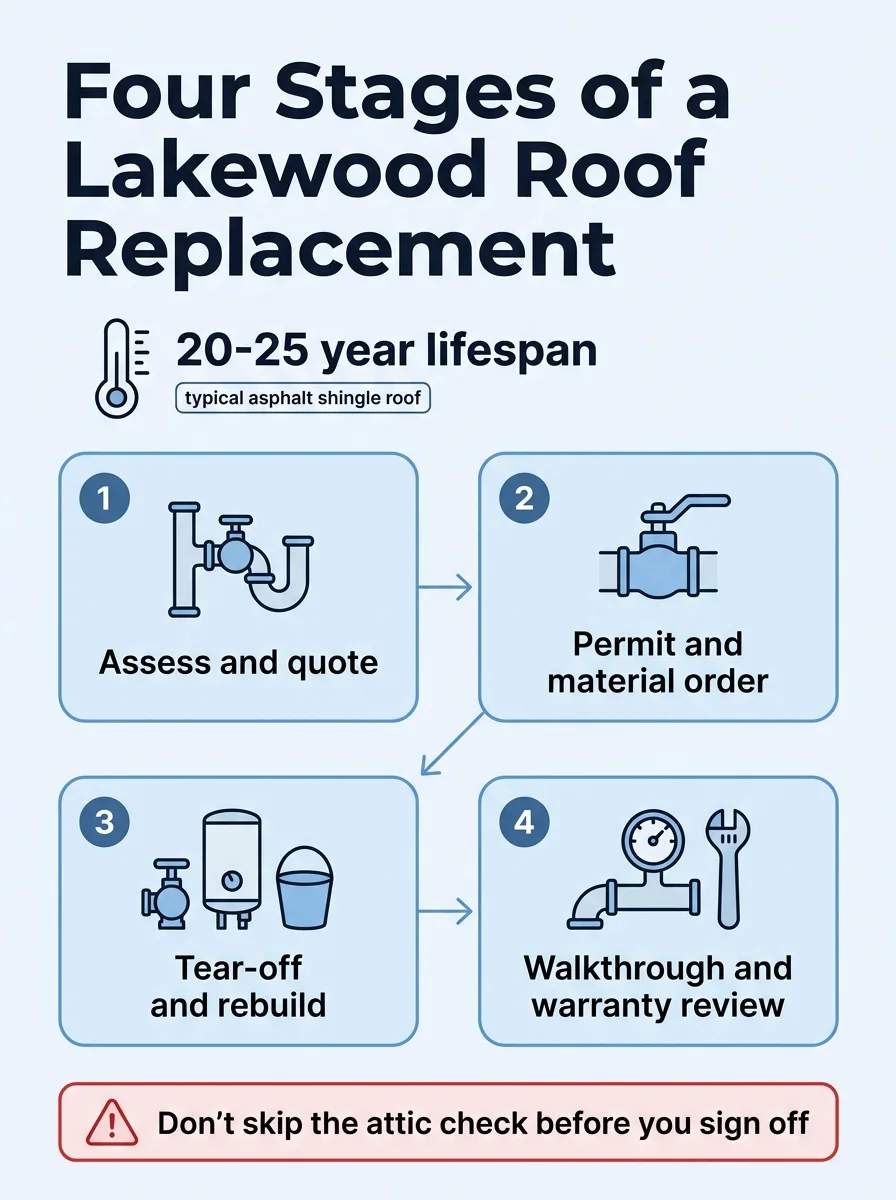 Four Stages of a Lakewood Roof Replacement
