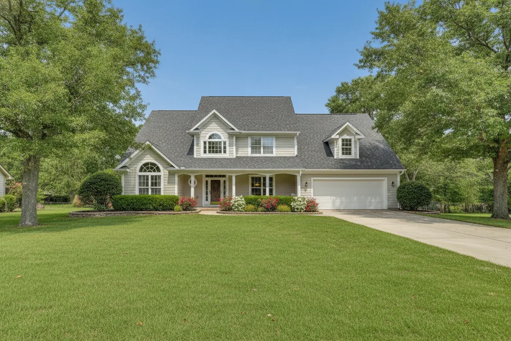 Completed roof on a two-story home